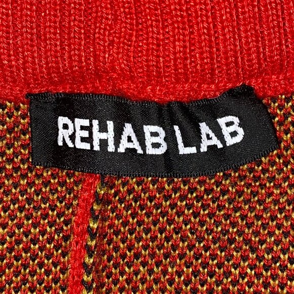 Women's Red Sweatpants with Black and Yellow Flame Design - Rehab Lab - Picture 3 of 5